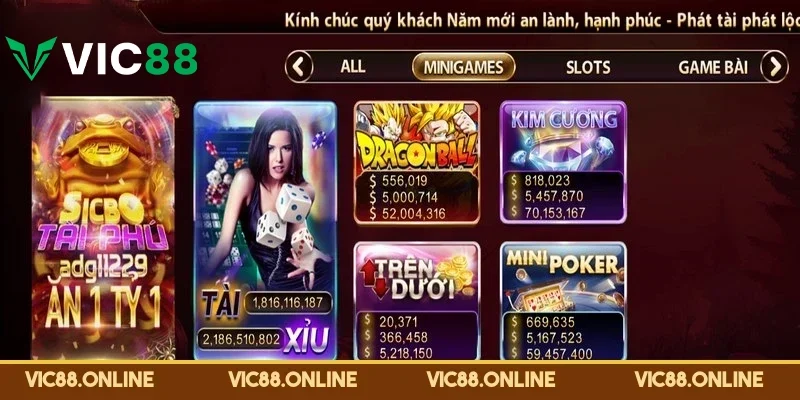 Sảnh mini game thường xuyên được cập nhật theo xu hướng