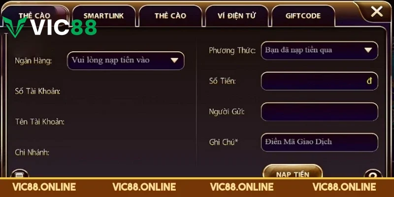 VIC88 luôn chú trọng đến quy trình nạp, rút tiền an toàn nhất